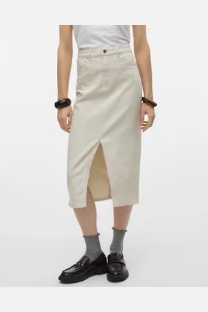 VERO MODA Rok Vmveri Hr Calf Denim Skirt Ga Mix N 10295731 Birch Dames