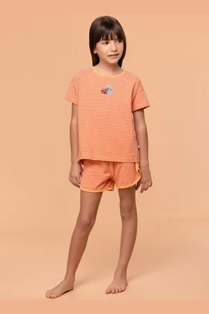 Woody Pyjama meisjes/dames - gestreept - lieveheersbeestje - 251-10-PZG-Z/912 - maat 104