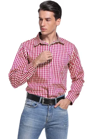 Merkloos Traditioneel overhemd slim fit heren geruit overhemd casual overhemd lange mouwen overhemd geborduurd voor Oktoberfest, Carnaval, zaken, vrije tijd 42