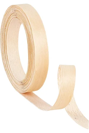 Merkloos 65 m lang wit grenenhoutfineer 2 cm breed van multiplex zangband houtnerf afdichting beige fineer voorgelijmd