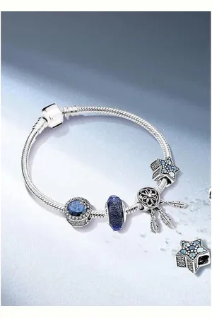 Fler ® | Bedelarmband met 4 charms | Armband | Zilveren armband | geschikt voor alle populaire bedelcollecties | Vlinder sluiting | Elegante dames armband |