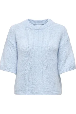 JDY Jacqueline de Yong Trui linea S/s Pullover O-neck Knt 15367237 Cashmere Blue Dames