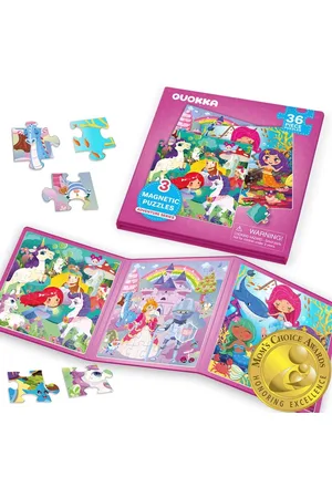 Merkloos 3-in-1 Magnetische Puzzelboek voor Kinderen – 36 Stukken Magnetische Puzzels voor Vliegtuig, Auto en Thuis