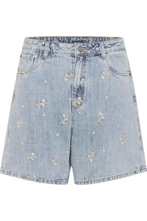 Kaffe Broek Kababeth Hw Denim Shorts 10507494 107606 Blue Denim/feather Flower Dames