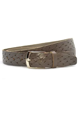 Timbelt Stijlvolle unisex riem met vlecht print - heren en dames riem - 3.5 cm breed - grijze riem - Echt Leer - Taille: 115 cm - Totale lengte riem: 130 cm