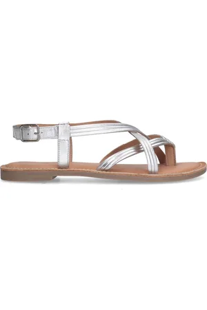 Sacha Dames - Zilveren leren sandalen met bandjes