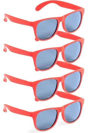 Merkloos Party zonnebril - 4x - rood - kunststof - UV400 - verkleedbril voor volwassenen