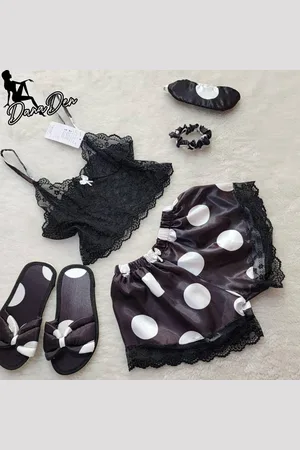Merkloos Satin pajama shorts 4 pieces + slipper