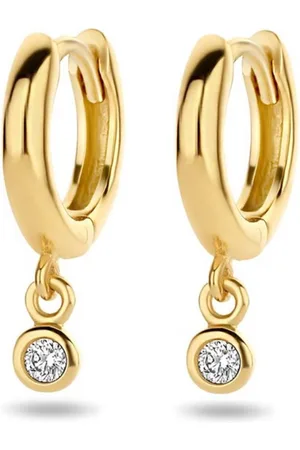 The Jewelry Collection Zilver Verguld Klapoorringen met zirkonia 1 micron 2101602