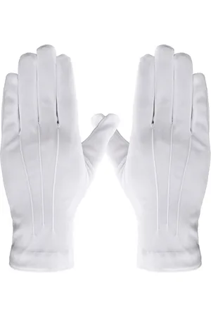 Merkloos Witte katoenen handschoenen voor heren - Uniforme handschoenen voor bruiloft, smoking en rijden (wit)