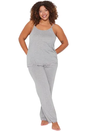 Trendyol Grijze Gebreide Kanten Pyjamaset Met Gedetailleerde Details