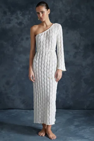 Trendyol Bodycon Knitwear Look Met Riem En Één Schouder Strandjurk Tbess24El00025