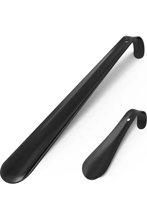 Merkloos 2-pack schoenlepels - (42 & 16 cm) schoenlepel metaal lange schoenlepel roestvrij staal schoenlepel lange stabiele schoen hoorn met stabiele uitvoering en hangend gat voor alle mensen