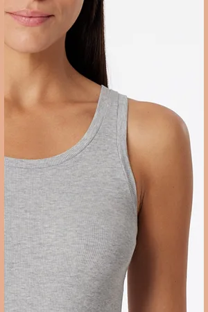 Schiesser Pure Rib singlet (1-pack) - dames tanktop dubbelrib biologisch katoen zwart