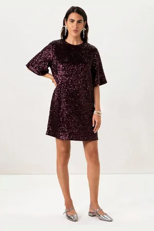 Sissy-Boy Bordeaux rode jurk met pailletten