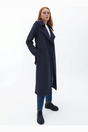 OXXO Trenchcoat van vegan suède met riem