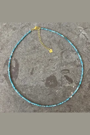 Victorio & Lucchino Collier - blue apatite - goudkleurig verlengkettinkje - natuursteen 2 mm 40 cm - met 4 cm verlenging