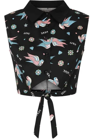 Banned Retro Marilou Swallows Crop Blouse - XL