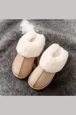 Merkloos Dames pantoffels - gevoerde pantoffels - open sloffen - antislip zool - heerlijk warm - - 38/39