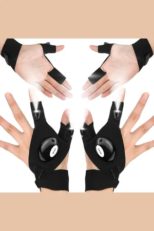Merkloos LED Handschoenen - Handschoenen LED licht - Werkhandschoenen - Zaklamp - Hardloop handschoenen - Werk Handschoenen - Zaklamp handschoenen - Nachtlopen - Repareren - Reparaties - Detailwerk - Voor Klussen - Vissen - Kamperen - 1 paar