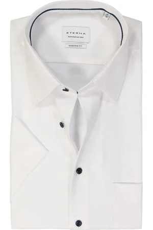 ETERNA Modern fit overhemd korte mouw - twill - - Strijkvrij - Boordmaat: 41