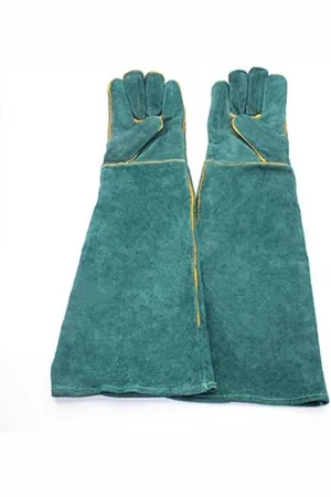 Merkloos 1 paar groene handschoenen - 60 cm - Anti-beet veiligheidshandschoenen - Extra lange groene handschoenen ter bescherming tegen bijtwonden - Voor het vangen van honden, katten en reptielen - Beschermende handschoenen voor huisdieren - Anti-b