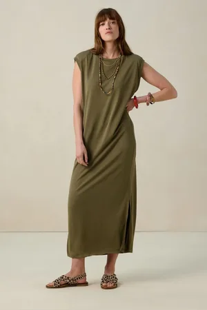 Sissy-Boy Donkergroene mouwloze maxi jurk