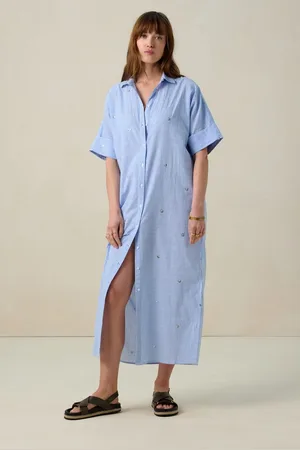 Sissy-Boy Blauwe gestreepte jurk met pailletten
