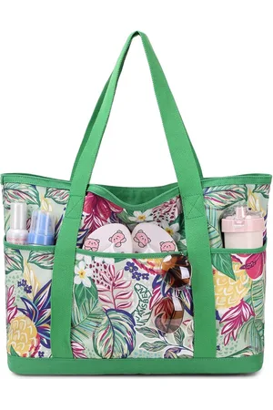 Merkloos Strandtas, XXL, familie-badtas, groot, met ritssluiting, strandtas, canvas shopper, schoudertas voor strand, reizen, winkelen
