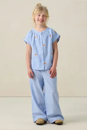 Sissy-Boy Blauwe gestreepte blouse met embroidery