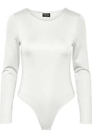 Pieces® Body lange mouw - PCNEJA - Bodysuit naadloos - Ronde hals - Zwart - Beige - - XL