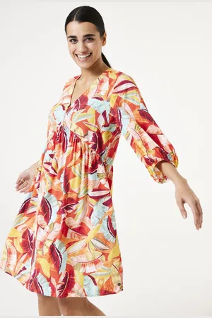 Garcia Dames All over print Jurk Oranje 3/4 sleeve