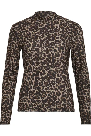 VILA T-shirt Vileoa L/s High Neck Top - Noos 14066134 Nomad/leo Dames