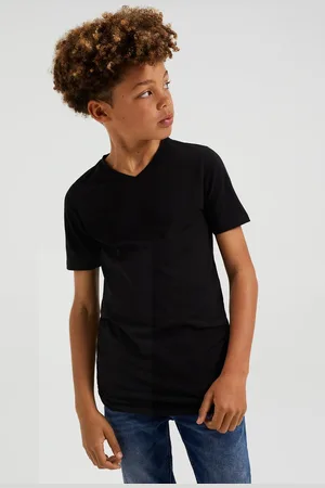 WE Fashion Jongens basic T-shirt met V-hals