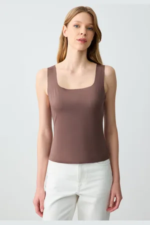 Jimmy Key Gebreid Licht Koffiekleurig Singlet