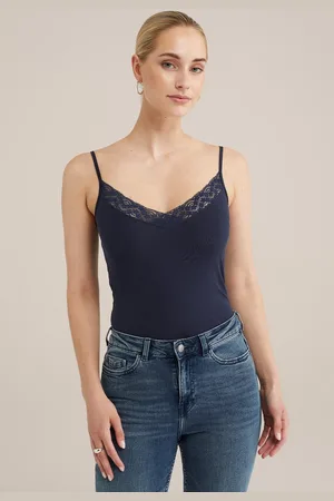 WE Fashion Dames singlet met kant