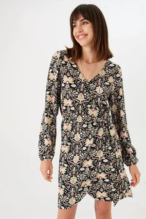 Garcia Dames All over print Jurk Zwart Long mouw