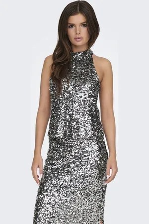 JDY DIANA S/L SEQUINS HALTER TOP JRS EXP - Dames - Blouses
