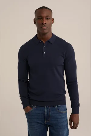 WE Fashion Heren fijngebreide polo
