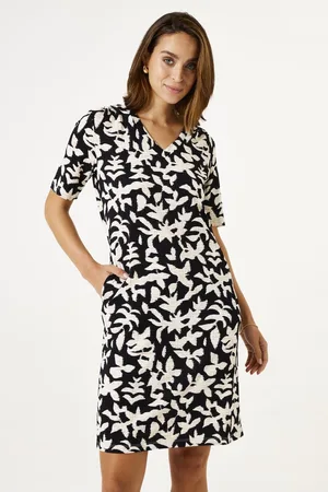 Garcia Dames All over print Jurk Zwart Korte mouw