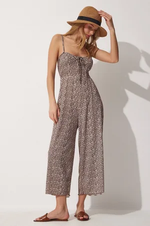 Happiness istanbul Happiness İstanbul Strapless Zomer Gebreide Overall Met Bloemen