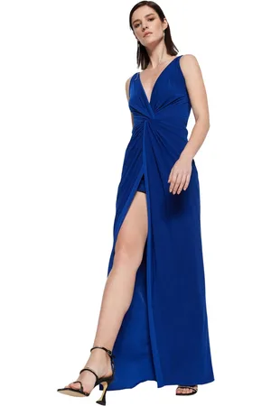Trendyol Saxe Gevoerde Gebreide Lange Elegante Avondjurk Nacht Afstuderen Avondjurk Tprss19Ut0099