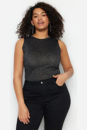 Trendyol Grijze Bodysuit Fijn Breiwerk Glanzende Blouse Tbbss23Af00019