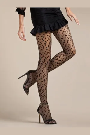 Fiore di Lucia Milano Panty 20 denier zwart met luipaard print