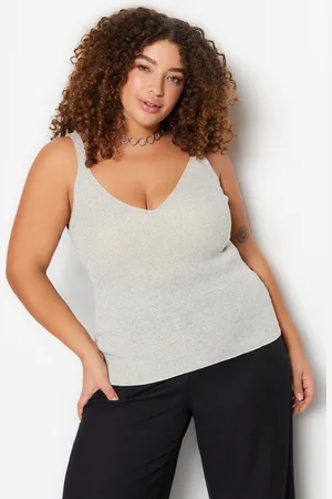 Trendyol Grijze Bandjes Fijn Gebreide Glitterblouse Tbbss23Af00006
