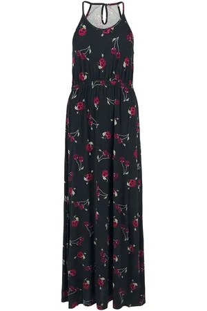Rock Rebel Zwarte maxi-jurk met kersenschedels Vrouwen - S