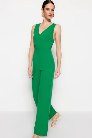Trendyol Groene Maxi-Geweven Jumpsuit Met Riem Twoss23Tu00129