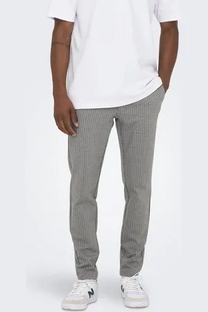 Only & Sons Heren Chino Broek Broeken ONSMARK PANT STRIPE GW 3727 tapered Fit Grijs 30W / 30L Volwassenen