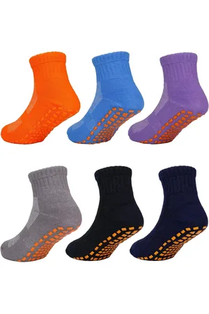 Merkloos Schattige katoenen antislip sokken voor kleine kinderen - 6 paar warme sneakersokken met lage snit en siliconen manchetten - Meerkleurig - 1-2 jaar - Baby
