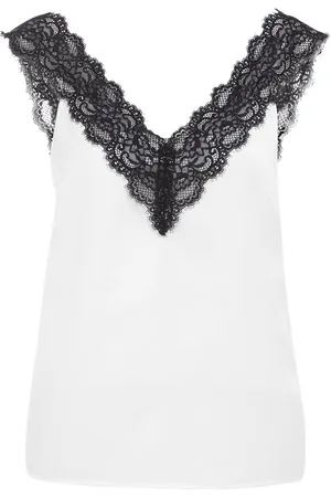 WE Fashion Dames singlet met kant en satijnen look